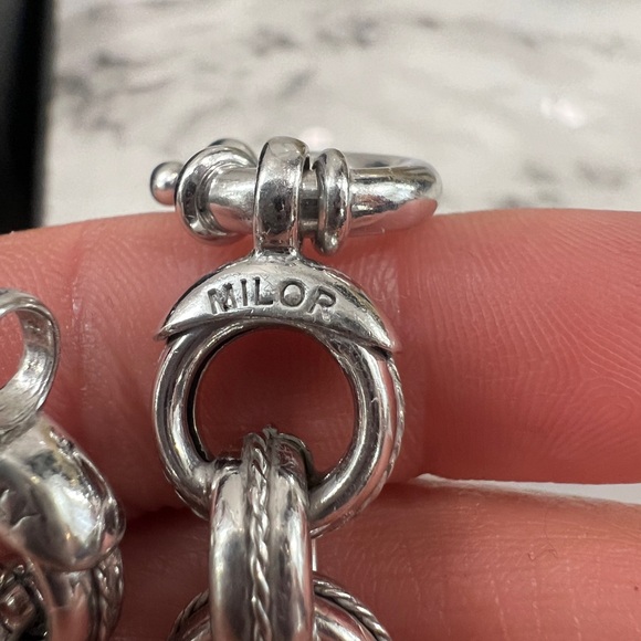 8” Miler Italy Epiphany Platinum Sterling Silver 925 Rope Texture Chain Link - Picture 3 of 11